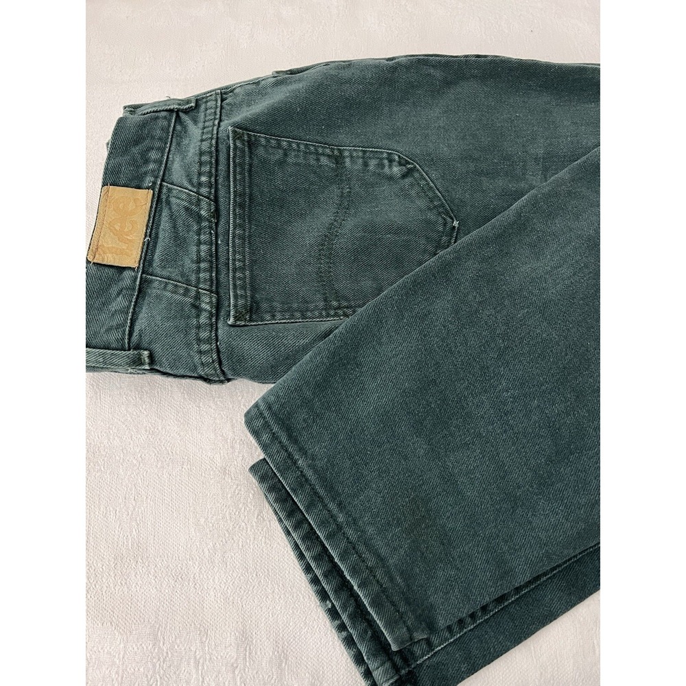 Vintage 90's Lee Jeans Green Denim Women Size 18 Deep Green 34" X 29.5" 14" Rise - Picture 2 of 12